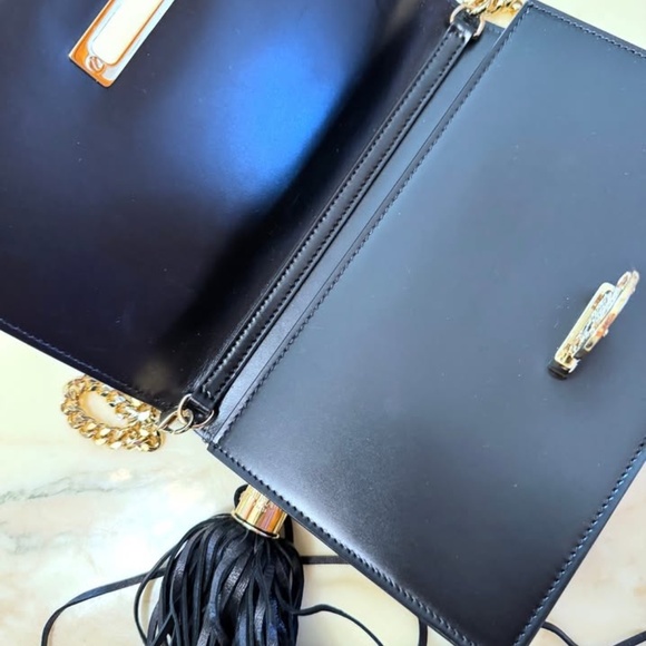 Balmain Black Leather Crossbody Bag Purse - Picture 3 of 5